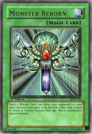 Monster Reborn (LOB-118) - The Legend of Blue Eyes White Dragon Unlimited The Legend of Blue Eyes White Dragon Yugioh Single Squirtle Squad Card Shop.