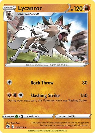Lycanroc 030 - Holofoil Champions Path - Holo Rare Champion's Path Pokemon Single Squirtle Squad Card Shop.