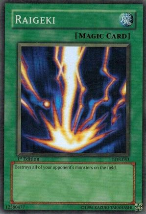 Raigeki (LOB-053) - The Legend of Blue Eyes White Dragon Unlimited The Legend of Blue Eyes White Dragon Yugioh Single Squirtle Squad Card Shop.