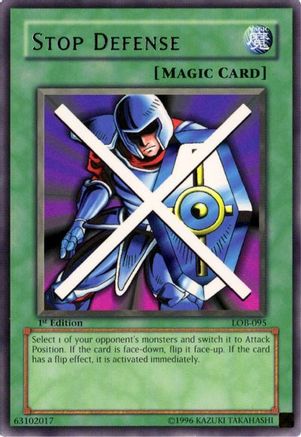 Stop Defense (LOB-095) - The Legend of Blue Eyes White Dragon Unlimited The Legend of Blue Eyes White Dragon Yugioh Single Squirtle Squad Card Shop.