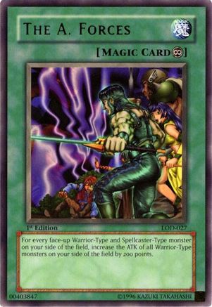 The A. Forces (LOD-027) - Legacy of Darkness 1st Edition Legacy of Darkness Yugioh Single Squirtle Squad Card Shop.