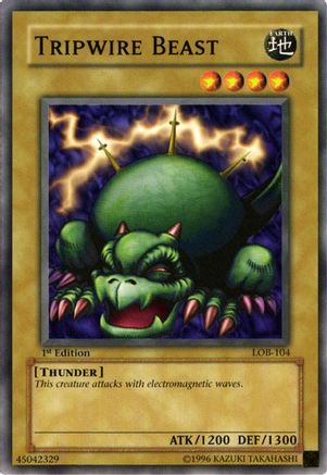 Tripwire Beast (LOB-104) - The Legend of Blue Eyes White Dragon Unlimited The Legend of Blue Eyes White Dragon Yugioh Single Squirtle Squad Card Shop.