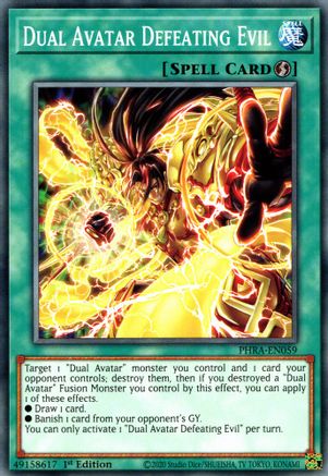 Dual Avatar Defeating Evil (PHRA-EN059) - Phantom Rage 1st Edition Phantom Rage Yugioh Single Squirtle Squad Card Shop.