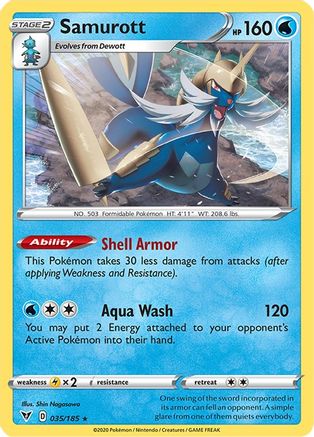 Samurott 035 SWSH04 Vivid Voltage - Rare SWSH04: Vivid Voltage Pokemon Single Squirtle Squad Card Shop.