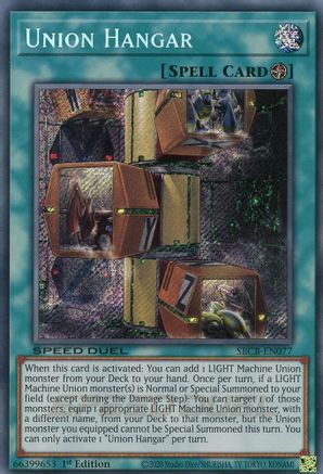 Union Hangar (Secret) (SBCB-EN077) - Speed Duel: Battle City Box 1st Edition Speed Duel: Battle City Box Yugioh Single Squirtle Squad Card Shop.