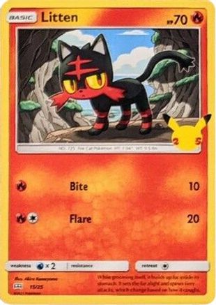 Litten 015/25 - Holofoil McDonalds 25th Anniversary Promos - Promo McDonald's 25th Anniversary Promos Pokemon Single Squirtle Squad Card Shop.