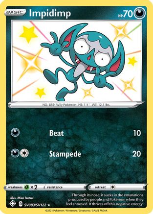Impidimp SV083 - Holofoil Shining Fates Shiny Vault - Shiny Holo Rare Shining Fates: Shiny Vault Pokemon Single Squirtle Squad Card Shop.