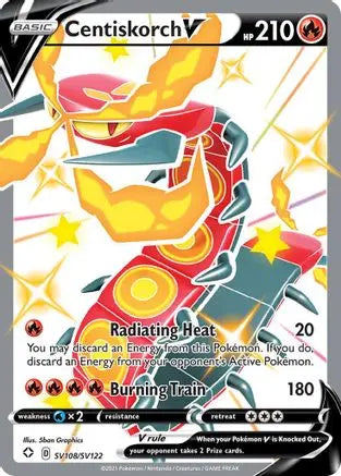 Centiskorch V SV108 - Holofoil Shining Fates Shiny Vault - Shiny Holo Rare Shining Fates: Shiny Vault Pokemon Single Squirtle Squad Card Shop.