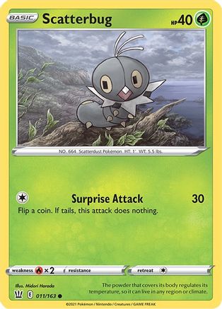 Scatterbug 011 SWSH05 Battle Styles - Common SWSH05: Battle Styles Pokemon Single Squirtle Squad Card Shop.