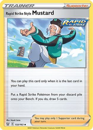 Rapid Strike Style Mustard 132 SWSH05 Battle Styles - Uncommon SWSH05: Battle Styles Pokemon Single Squirtle Squad Card Shop.