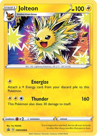 Jolteon SWSH094 - Holofoil SWSH Sword & Shield Promo Cards - Promo SWSH: Sword & Shield Promo Cards Pokemon Single Squirtle Squad Card Shop.
