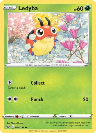Ledyba 004 - Reverse Holofoil SWSH06 Chilling Reign - Common SWSH06: Chilling Reign Pokemon Single Squirtle Squad Card Shop.