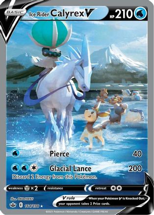Ice Rider Calyrex V (Alternate Full Art) 164 - Holofoil SWSH06 Chilling Reign - Ultra Rare SWSH06: Chilling Reign Pokemon Single Squirtle Squad Card Shop.