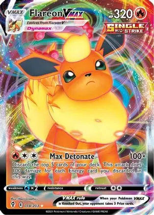Flareon VMAX 018 - Holofoil SWSH07 Evolving Skies - Ultra Rare SWSH07: Evolving Skies Pokemon Single Squirtle Squad Card Shop.