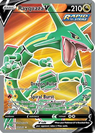 Rayquaza V (Full Art) 193 - Holofoil SWSH07 Evolving Skies - Ultra Rare SWSH07: Evolving Skies Pokemon Single Squirtle Squad Card Shop.