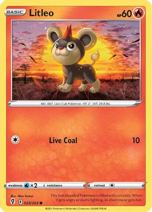 Litleo 022 - Reverse Holofoil SWSH07 Evolving Skies - Common SWSH07: Evolving Skies Pokemon Single Squirtle Squad Card Shop.