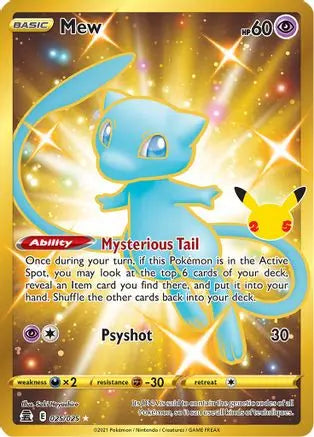 Mew (Secret) 025 - Holofoil Celebrations - Secret Rare Celebrations Pokemon Single Squirtle Squad Card Shop.