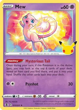 Mew 011 - Holofoil Celebrations - Holo Rare Celebrations Pokemon Single Squirtle Squad Card Shop.