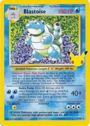Blastoise 002 - Holofoil Celebrations Classic Collection - Classic Collection Celebrations: Classic Collection Pokemon Single Squirtle Squad Card Shop.