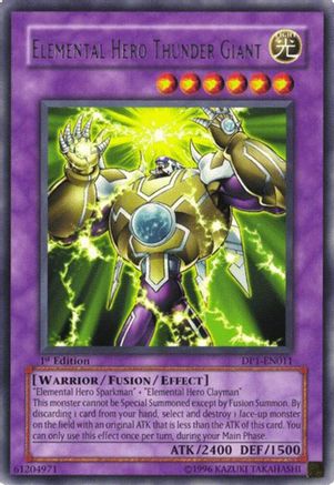 Elemental Hero Thunder Giant (DP1-EN011) - Duelist Pack 1: Jaden Yuki Unlimited Duelist Pack 1: Jaden Yuki Yugioh Single Squirtle Squad Card Shop.