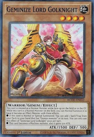 Geminize Lord Golknight (BODE-EN032) - Burst of Destiny 1st Edition Burst of Destiny Yugioh Single Squirtle Squad Card Shop.