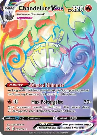 Chandelure VMAX (Secret) 265 - Holofoil SWSH08 Fusion Strike - Secret Rare SWSH08: Fusion Strike Pokemon Single Squirtle Squad Card Shop.