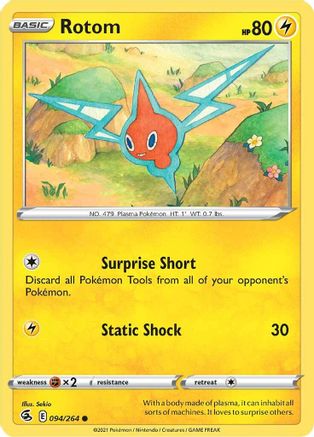 Rotom 094 SWSH08 Fusion Strike - Common SWSH08: Fusion Strike Pokemon Single Squirtle Squad Card Shop.
