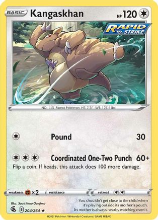 Kangaskhan 204 SWSH08 Fusion Strike - Rare SWSH08: Fusion Strike Pokemon Single Squirtle Squad Card Shop.
