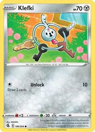 Klefki 186 - Reverse Holofoil SWSH08 Fusion Strike - Common