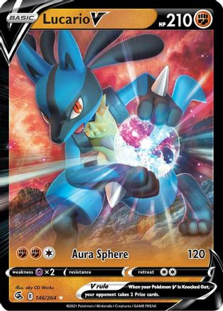 Lucario V 146 - Holofoil SWSH08 Fusion Strike - Ultra Rare SWSH08: Fusion Strike Pokemon Single Squirtle Squad Card Shop.
