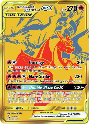 Reshiram & Charizard GX SM247 – Sun & Moon Black Star Promo Pokémon Card
