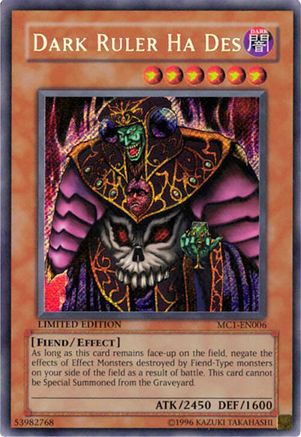 Dark Ruler Ha Des (MC1-EN006) - Master Collection Volume 1 Limited Master Collection Volume 1 Yugioh Single Squirtle Squad Card Shop.