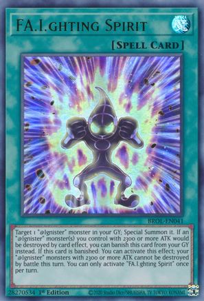 FA.I.ghting Spirit (BROL-EN041) - Brothers of Legend 1st Edition Brothers of Legend Yugioh Single Squirtle Squad Card Shop.