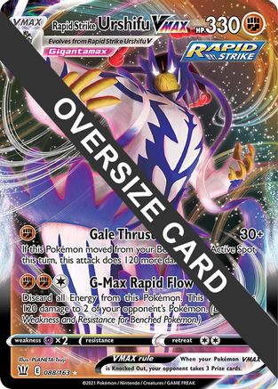 Rapid Strike Urshifu VMAX - 088/163/163 - Holofoil Jumbo Cards - Promo Jumbo Cards Pokemon Single Squirtle Squad Card Shop.