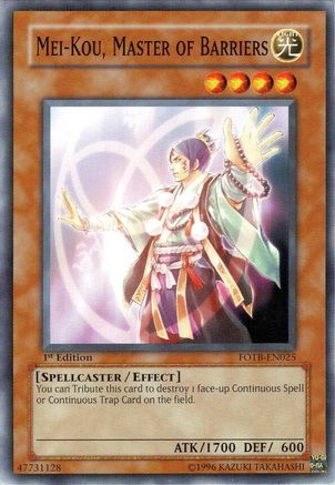 Mei-kou, Master of Barriers (FOTB-EN025) - Force of the Breaker Unlimited Force of the Breaker Yugioh Single Squirtle Squad Card Shop.