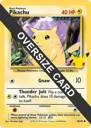 Pikachu - 58/102 (25th Anniversary)/102 Jumbo Cards - Promo Jumbo Cards Pokemon Single Squirtle Squad Card Shop.