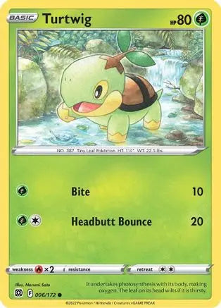 Turtwig 006 - Reverse Holofoil SWSH09 Brilliant Stars - Common