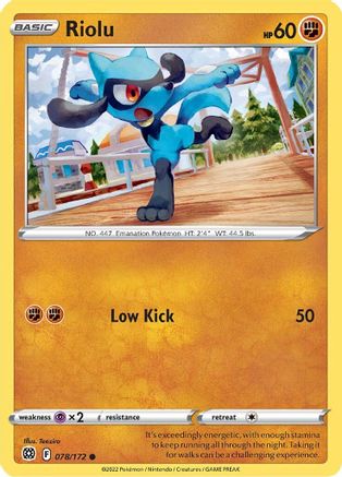 Riolu 078 SWSH09 Brilliant Stars - Common SWSH09: Brilliant Stars Pokemon Single Squirtle Squad Card Shop.