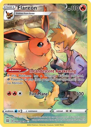 Flareon TG01 - Holofoil SWSH09 Brilliant Stars Trainer Gallery - Ultra Rare SWSH09: Brilliant Stars Trainer Gallery Pokemon Single Squirtle Squad Card Shop.