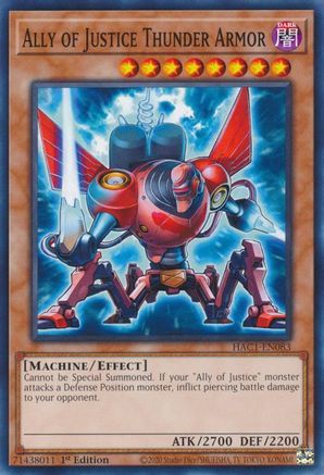 Ally of Justice Thunder Armor (HAC1-EN083) - Hidden Arsenal: Chapter 1 1st Edition Hidden Arsenal: Chapter 1 Yugioh Single Squirtle Squad Card Shop.