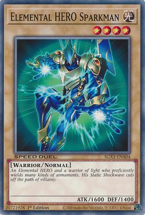 Elemental HERO Sparkman (SGX1-ENA04) - Speed Duel GX: Duel Academy Box 1st Edition Speed Duel GX: Duel Academy Box Yugioh Single Squirtle Squad Card Shop.