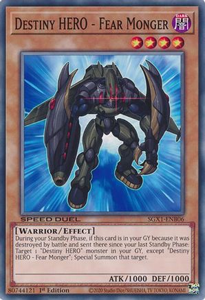 Destiny HERO - Fear Monger (SGX1-ENB06) - Speed Duel GX: Duel Academy Box 1st Edition Speed Duel GX: Duel Academy Box Yugioh Single Squirtle Squad Card Shop.