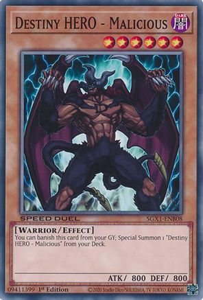 Destiny HERO - Malicious (SGX1-ENB08) - Speed Duel GX: Duel Academy Box 1st Edition Speed Duel GX: Duel Academy Box Yugioh Single Squirtle Squad Card Shop.