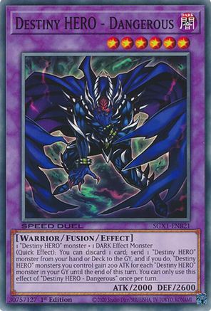 Destiny HERO - Dangerous (SGX1-ENB21) - Speed Duel GX: Duel Academy Box 1st Edition Speed Duel GX: Duel Academy Box Yugioh Single Squirtle Squad Card Shop.