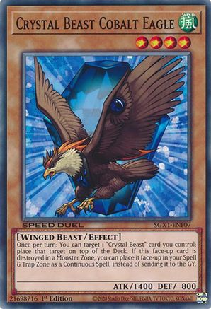 Crystal Beast Cobalt Eagle (SGX1-ENF07) - Speed Duel GX: Duel Academy Box 1st Edition Speed Duel GX: Duel Academy Box Yugioh Single Squirtle Squad Card Shop.