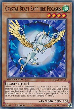 Crystal Beast Sapphire Pegasus (SGX1-ENF08) - Speed Duel GX: Duel Academy Box 1st Edition Speed Duel GX: Duel Academy Box Yugioh Single Squirtle Squad Card Shop.