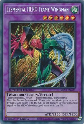 Elemental HERO Flame Wingman (Secret Rare) (SGX1-ENA21) - Speed Duel GX: Duel Academy Box 1st Edition Speed Duel GX: Duel Academy Box Yugioh Single Squirtle Squad Card Shop.