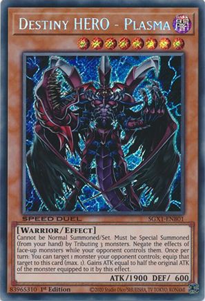 Destiny HERO - Plasma (Secret Rare) (SGX1-ENB01) - Speed Duel GX: Duel Academy Box 1st Edition Speed Duel GX: Duel Academy Box Yugioh Single Squirtle Squad Card Shop.