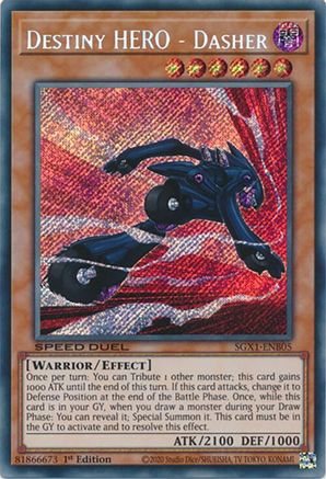 Destiny HERO - Dasher (Secret Rare) (SGX1-ENB05) - Speed Duel GX: Duel Academy Box 1st Edition Speed Duel GX: Duel Academy Box Yugioh Single Squirtle Squad Card Shop.