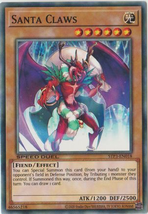 Santa Claws (STP3-EN018) - Speed Duel: Tournament Pack 3 Unlimited Speed Duel: Tournament Pack 3 Yugioh Single Squirtle Squad Card Shop.